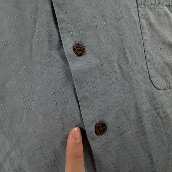 Tommy Bahama Sails Call Hula Girl Embroidered Hawaiian Shirt Blue 2XL Silk Adult - Picture 12 of 16